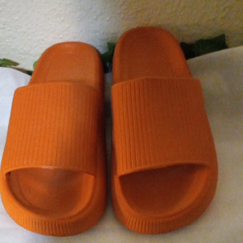Bright Orange Slide Sandals
